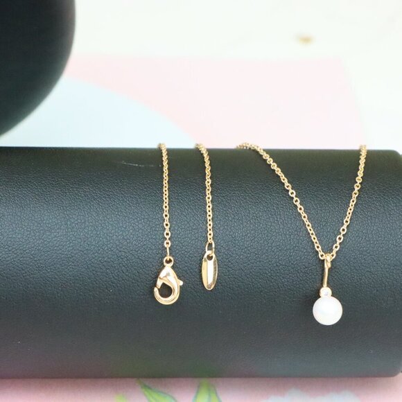 "Elegant Rose Gold Necklace with Pearl Drop and Adjustable Chain, XPNL1875 - Picture 7 of 12